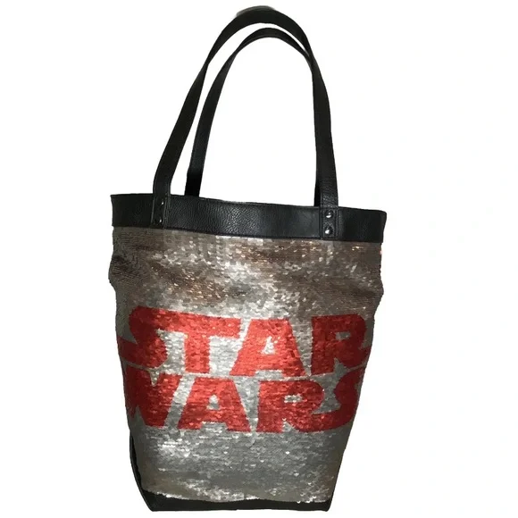 Disney Parks Star Wars Large Tote Bag 2 Sided Purse Flip Sequin w/ 4 Logo Design - Picture 2 of 16